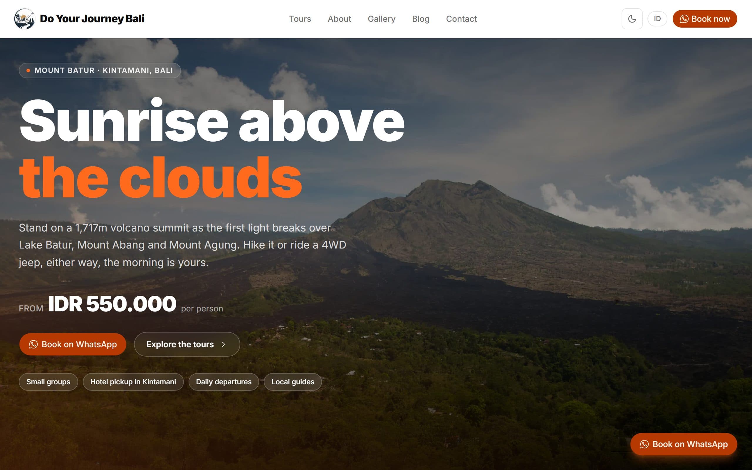 Bali tour operator: about IDR 5.5M from its website in 3 months